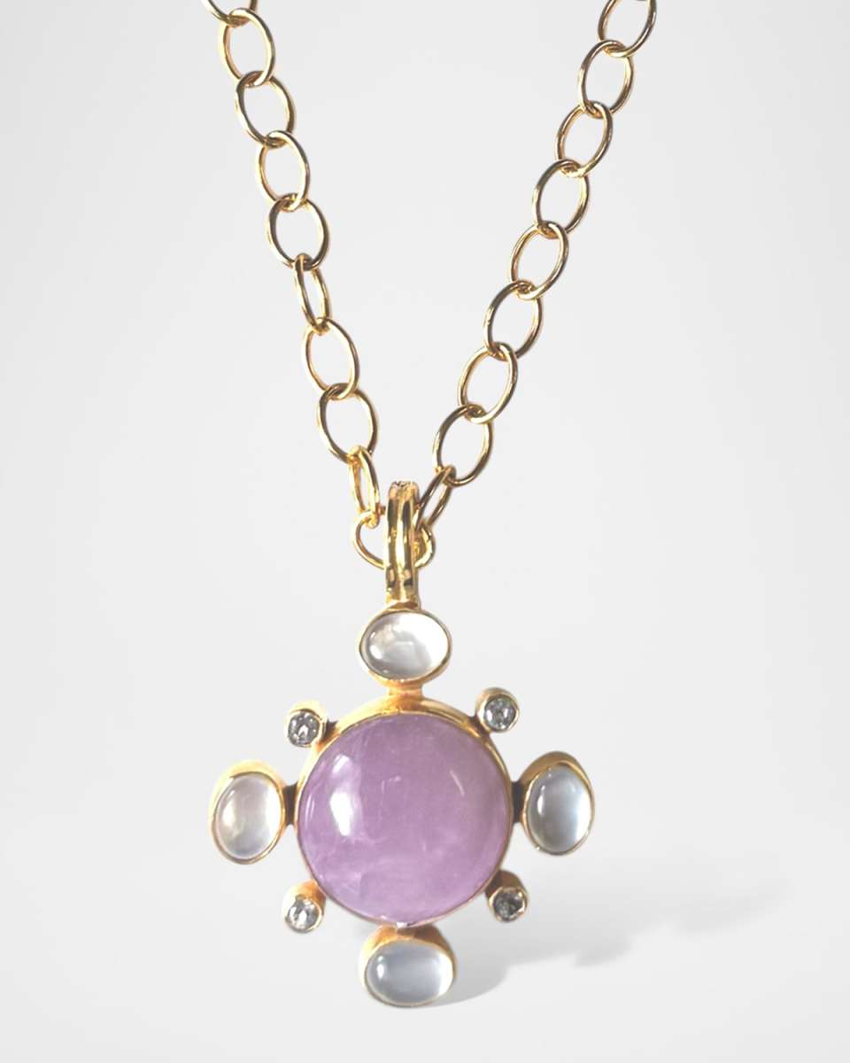 Kunzite and Mother of Pearl Pendant Necklace